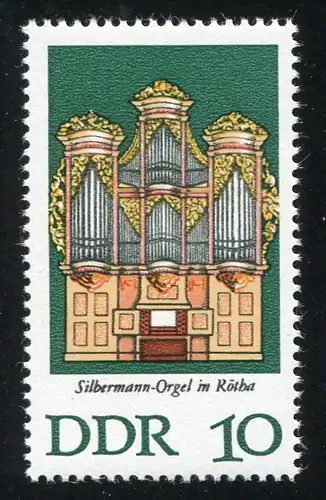 2111 Silbermann-Orgel 10 Pf. mit PLF: R in Rötha oben gebrochen, Feld 31 **