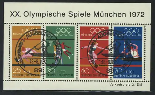 Block 8 Olympiade München - Sportarten 1972 mit ESSt Augsburg