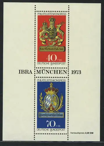 Bloc 9 IBRA Munich 1973, frais de port