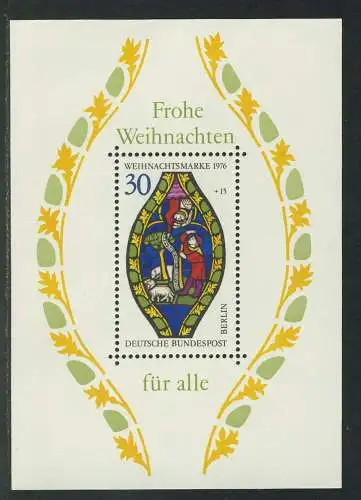 Block 13 Weihnachten 1976 - Marienfenster, postfrisch **