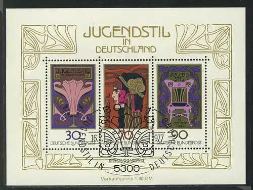 Block 14 Jugendstil 1977 mit ESSt Bonn 16.2.1977