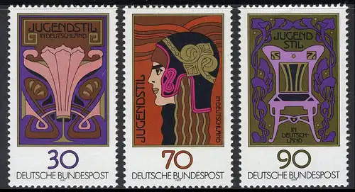 923-925 Marques individuelles du bloc 14 Art Nouveau, 3 valeurs, ensemble **