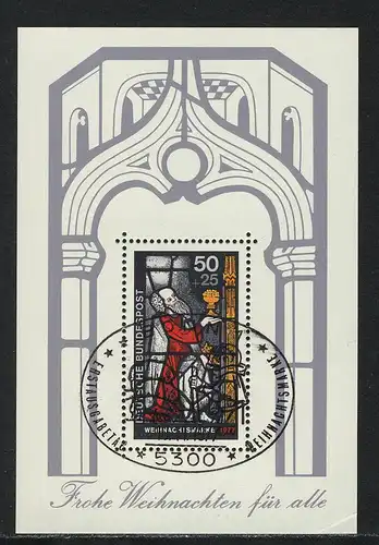 Block 15 Weihnachten - Kirchenfenster 1977 mit ESSt Bonn 10.11.1977