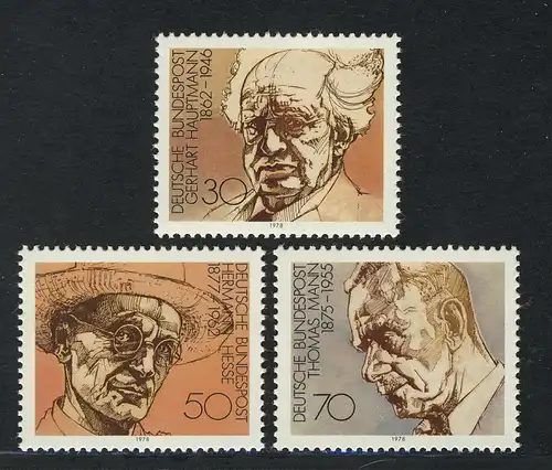 959-961 timbres individuels de bloc 16 lauréats du prix Nobel de littérature, phrase **