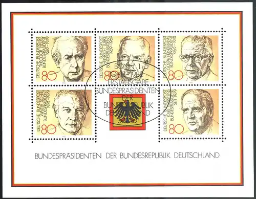 Block 18 Bundespräsidenten 1982 mit ESSt Bonn 10.11.1982