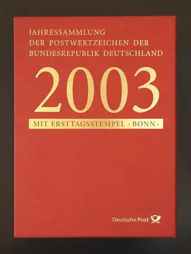 Jahressammlung Bund 2003 mit Ersttagssonderstempel