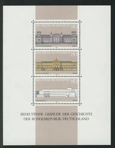 Block 20 Demokratie - Bedeutende Gebäude 1986, postfrisch