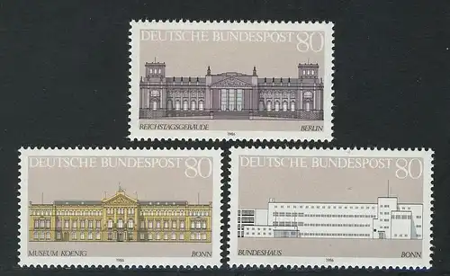 1287-1289 Einzelmarken aus Block 20 Demokratie - Gebäude, 3 Werte, Satz **