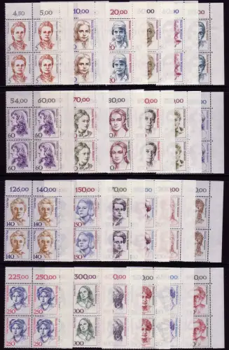1304 ff Frauen, 24 Werte aus 100er-Bogen komplett, ER-Vbl. oben rechts, Satz **
