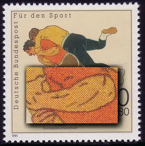 1502 Sporthilfe 170 Pf mit PLF: grüner Punkt im Arm, Feld 10 **