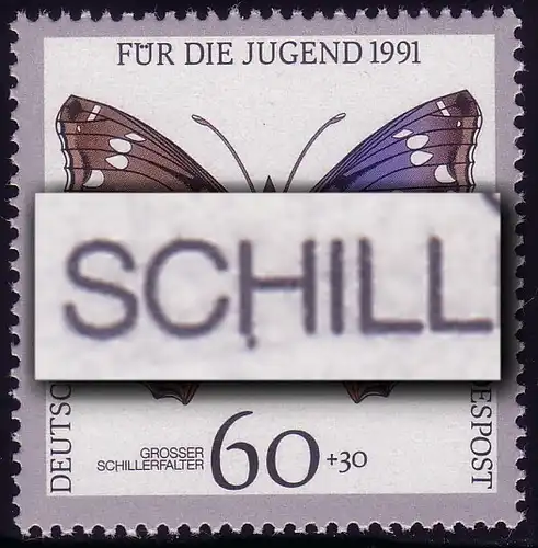 1514 Jeunesse 60 Pf avec PLF prolongée H dans SCHILLERFALTER, champ 7 **