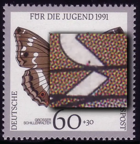 1514 Jeunesse 60 Pf avec PLF point rouge et noir à gauche dans l'aile, champ 22 **