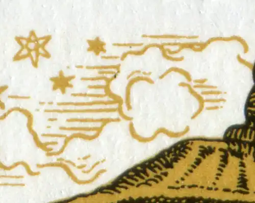 1607 Son de Bell: gouttes noires dans le ciel à gauche du casque, **