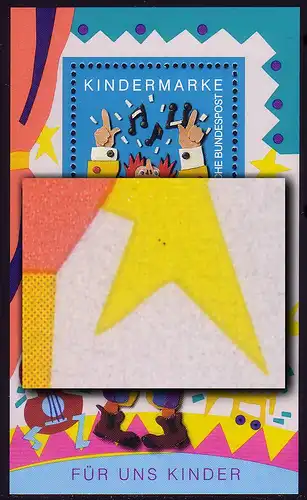 Block 27 Für uns Kinder 1993 mit PLF 2 schwarze Punkte im linken oberen Stern **