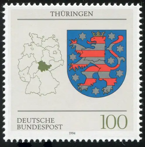 1716 Thüringen mit PLF blauer Fleck unter dem H von THÜRINGEN, Feld 24, **