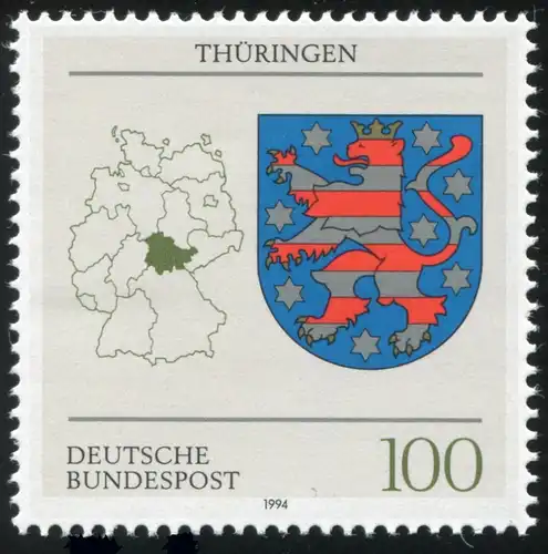 1716 Thüringen mit PLF Punkt in NRW oben mittig, Feld 20 **