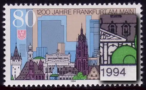 1721 Frankfurt mit PLF: fehlende obere Hälfte beim rechten Fenster, **
