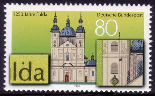 1722V Fulda: tache noire au-dessus de d et dans la tour, F.28 **