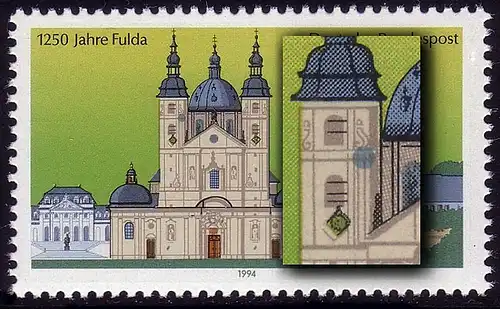 1722II Fulda, tache bleue dans la tour gauche, champ 18, frais **