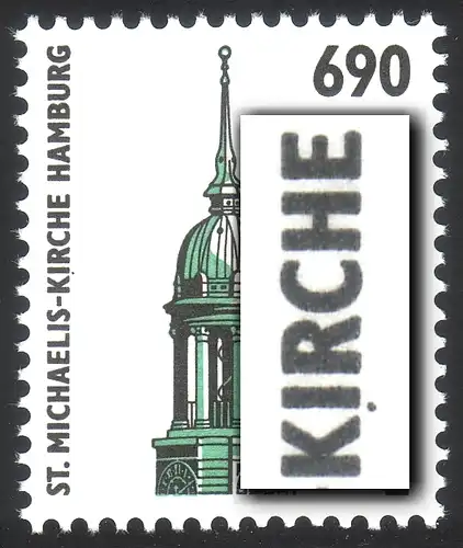 1860I SWK 690 Pf. mit PLF I schwarzer Punkt unter dem I von KIRCHE, Feld 3 **