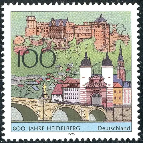 1868I Heidelberg: schwarzer Fleck im Haus, Feld 1, ** postfrisch