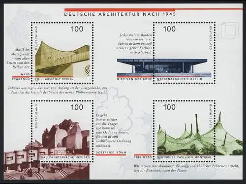 Block 37 Architecture allemande 1997, post-freease ** / MNH