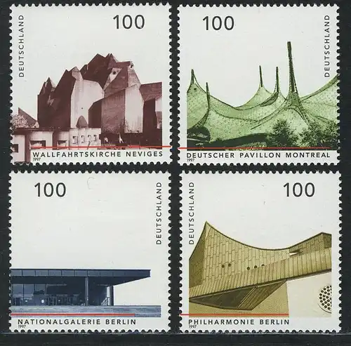 1906-1909 Einzelmarken aus Block 37 Architektur 1997, 4 Werte, Satz **
