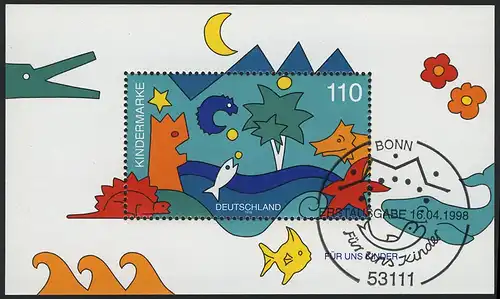 Block 42 Für uns Kinder - Meerestiere 1998, ESSt Bonn