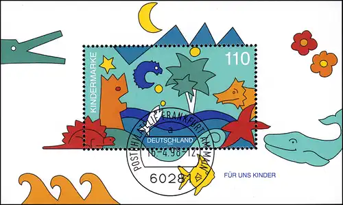 Bloc 42 Pour nous enfants - Animaux marins 1998, VS-O Francfort/Main