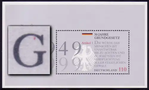 Block 48 Grundgesetz 1999 mit PLF roter Fleck im ersten G von GRUNDGESETZ **