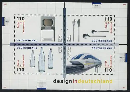 Block 50 Design in Deutschland 1999, postfrisch