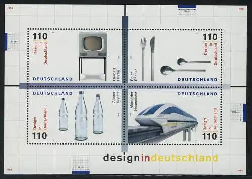 Block 50 Design in Deutschland 1999, postfrisch **