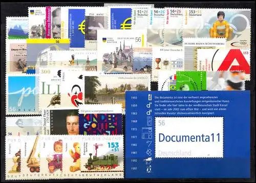 2231-2304 Deutschland Bund-Jahrgang 2002 komplett, postfrisch **
