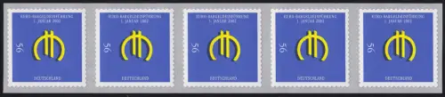 2236 Euro sk, 5er-Streifen mit UNGERADER Nummer, postfrisch **