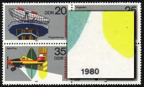 2516-2519 Bloc quatre INTERFLUG avec PLF en 2518 points à la feuille et à l'épi, **