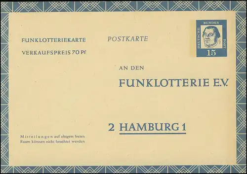 Funklotterie FP 10 Luther 15 Pf, ** comme dépensé