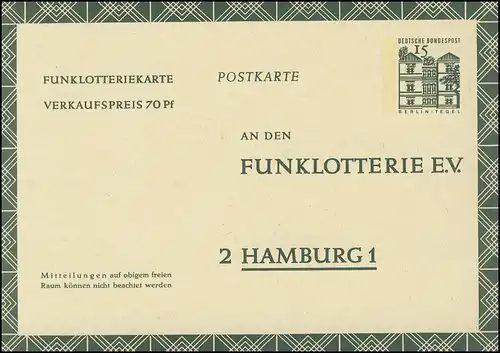 Funklotterie FP 11 Bauten I 15 Pf, **