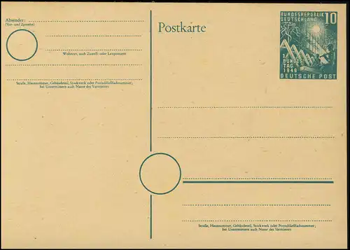 PSo 1 Bundestag 10 Pf. 1949, frais de port