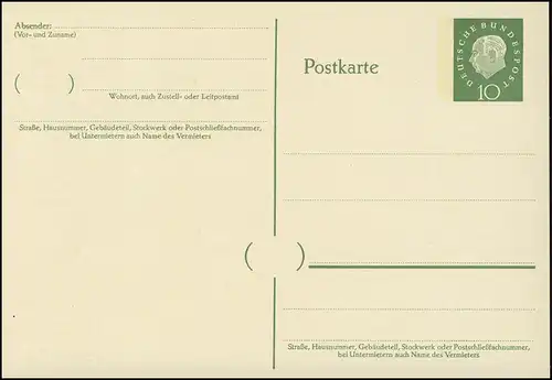 P 43II Heuss II 10 Pf, avec impression 4x22 mm, **