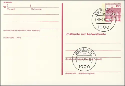 P 137 II BuS 60/60 Pf Letterset, Doppelkarte, VS-O Berlin