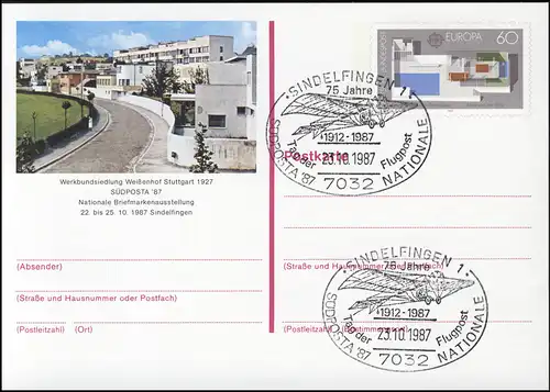 PSo 14 SÜDPOSTA Sindelfingen 1987, SSt Tag der Flugpost