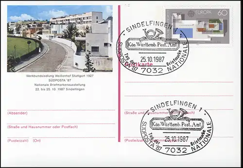 PSo 14 SÜDPOSTA Sindelfingen 1987, SSt Jour du timbre