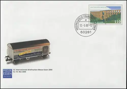 USo 14 Briefmarkenmesse ESSEN Eisenbahnwagen 2000, VS-O Frankfurt 12.05.2000