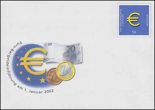 USo 33/01 Euro 2002, 35x36 mm, coins grand carré, rare sous-couche, **