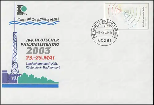USo 58 Philatelistentag 2003 und Rundfunksender, VS-O Frankfurt 8.5.2003