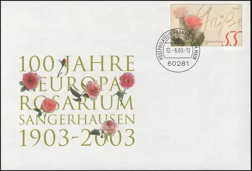 USo 60 Europa-Rosarium Sangerhausen 2003 Rosengrüße, VS-O Frankfurt 12.6.2003