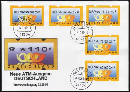 3.1 DBP - VS 5 ATM 5-225 Pf sur FDC 16.12.1999