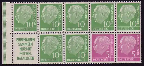 HBl. 4 aus MH 2 Heuss 1955 mit Reklamefeld R2, postfrisch **