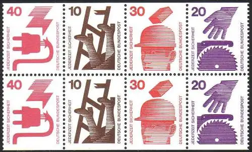 HBl. 25 aus MH 20 Unfallverhütung teilgezähnt (C/D-Werte) 1974, ** postfrisch