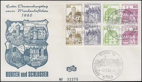 HBl. 28 aus MH 23 BuS 1980, alte Fluoreszenz, auf Schmuck-FDC ESSt Bonn 3.11.80